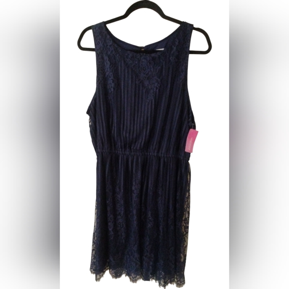 Xhilaration  Sleeveless Navy Lace Overlay A-Line Dress Size XL NWT